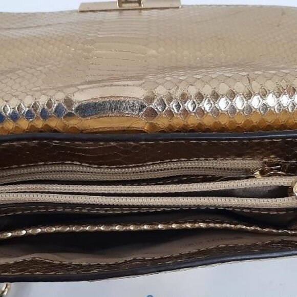 Michael Kors Gold Python Embossed Leather Piper Shoulder Bag - Picture 6 of 6